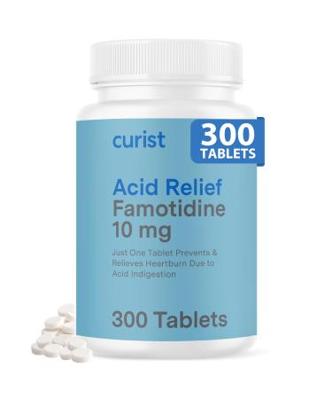 Curist Famotidine 10mg Bulk Pack (300 Count Tablets) Acid Reflux Medicine for Heartburn Relief - OTC Maximum Strength Stomach Acid Reducer - Anti Acid Relief Tablets for Indigestion Heartburn Relief