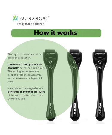 Auduoduo Dermaroller 0.75mm | Micro Needling Roller with Real Silver Needles | Seamless Premier Kit for Facial Rejuvenation - Buy Online on GoSupps.com