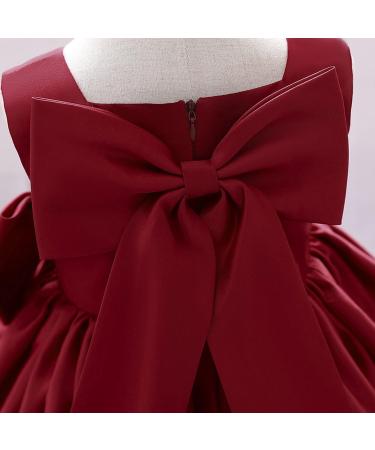 Toddler Bridesmaid Flower Girl Dress Princess Bowknot Tutu Gown - Red (18-24 Months) - Buy Online on GoSupps.com