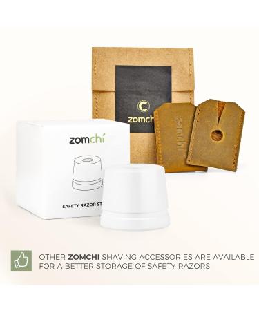 ZOMCHI Safety Razor Stand - Premium Aluminum Alloy Men's Shaving Holder for Bathroom - Fits 0.425" Razors - Stylish White Design - Buy Online on GoSupps.com