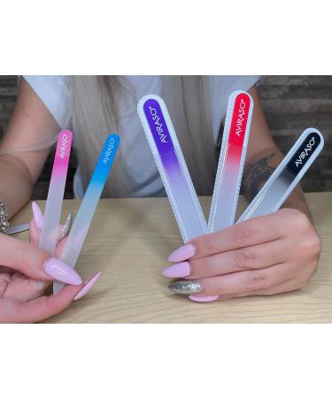 AVIRASO Original Premium Bohemia Crystal Glass Nail File on Both Sides with Protective Cover for All Nails - 14 cm - Manicure - Gentle Precision Files - Glass File Smooths and Protects Nails (Purple) - Buy Online on GoSupps.com