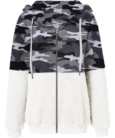 Shop Hanxiulin Women's Oversized Fleece Plush Hoodie - Warm Wool Zipper Jacket Black Winter Coat - Buy Online on GoSupps.com