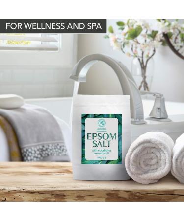 Epsom Bathing Salt with Eucalyptus Oil - 1kg Natural Mineral Salt for Relaxation & Aromatherapy | Premium Magnesium Sulfate - International Shipping - Buy Online on GoSupps.com