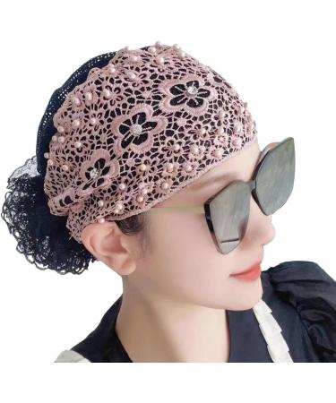 Buerfu Lace Headbands for Women Girls Stretch Headband Wide Women Stretchy Vintage Lace Edge Headband Hairband Bandana Bohemian for Women Pink - Buy Online on GoSupps.com