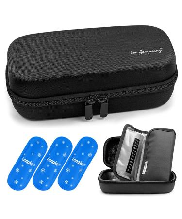 Youshares insulin cooling bag Eva Insulin Bag for Insulin Pen Insulin and other diabetic accessories diabetics bag with 3 nylon cooling packs (black) 02-black - Buy Online on GoSupps.com