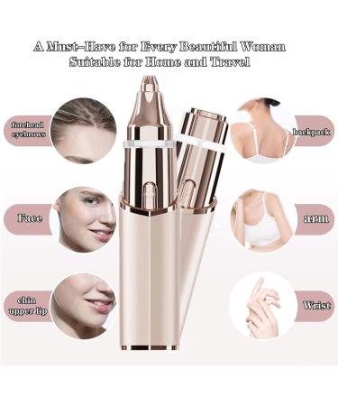 Timpou Facial Hair Remover for Women 2 in 1 Painless Facial Hair Removal Eyebrow Trimmer Rechargeable Electric Portable Face Shaver Eyebrow Lips Body for Women (Rose Gold) - Buy Online on GoSupps.com