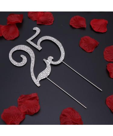 TOYMYTOY 25 Cake Topper for 25th Birthday Party or Anniversary Crystal Rhinestones Decorative Cake Topper for Party Supplies (Silver) - Buy Online on GoSupps.com