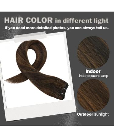 Moresoo Double Weft Sew in Human Hair Extensions 24 Inch Darkest Brown/Chestnut Brown #P2/8 - 100g/Pack | Real Hair Sew in Extensions - Buy Online on GoSupps.com