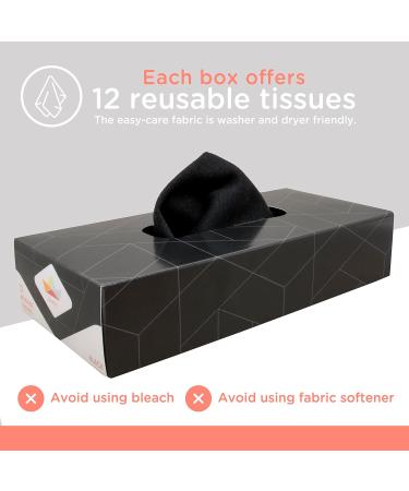 Boaty Reusable Tissue Box Washable Sustainable and Eco-Friendly Tissue Cloth Handkerchief for Home Ultra-Soft and Absorbent Cotton Bamboo Facial Tissue (12 Black) - Buy Online on GoSupps.com