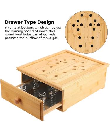 Foot Moxibustion Box | Bamboo 6 Slots Ventilation & Drawer Design | Carbonized Treatment for Optimal Comfort - Buy Online on GoSupps.com