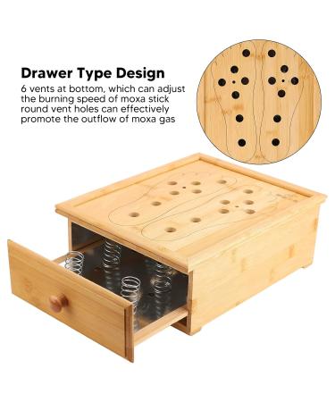 Moxibustion Box for Foot Care | Bamboo Moxa Roller with 6 Slots & Ventilation Design - Enhance Your Wellness - Buy Online on GoSupps.com