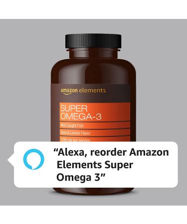 Amazon Elements Super Omega-3 Lemon Flavor Softgels - EPA & DHA Fatty Acids - 120 Softgels (1280mg per Serving) - Packaging May Vary - Buy Online on GoSupps.com