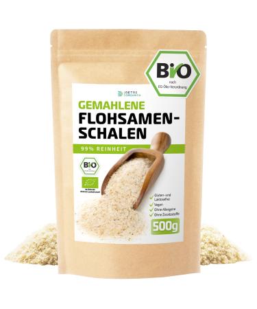 Flea seeds ground organic 500g 99% purity in Germany controlled and filled vegan gluten -free fiber -rich low carb psyllium from detox organica powder - Buy Online on GoSupps.com