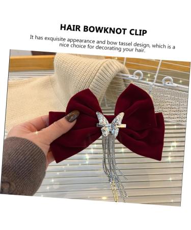 DRESSOOS tassel hair clip Girl Bow Hairpin big bow red bow hair clip crystal bow hair clip Hair Bows for Girls hair barrettes for girls Hair Bowknot Clip rhinestones Miss set copper - Buy Online on GoSupps.com