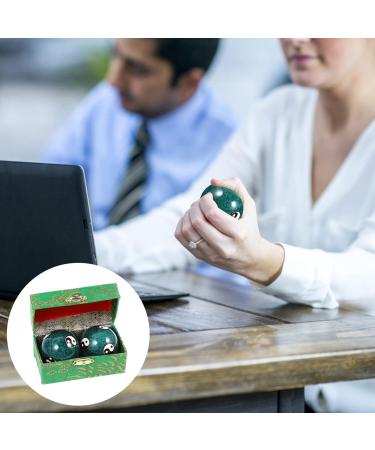 Feng Shui Baoding Balls - 2 Piece Chinese Health Balls for Hand Therapy & Stress Relief Metal Meditation Balls with Yang Pattern Green Hand Massage Balls - Buy Online on GoSupps.com