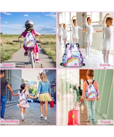 Kids Mermaid Drawstring Backpack - Mini Gym Dance Beach Swim Travel Bag with Water Bottle Holders - Buy Online on GoSupps.com