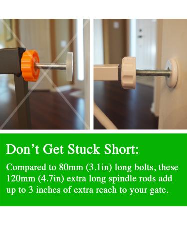 Baby Gate Guru Extra Long M8 Spindle Rods 4 Pack - Replacement Set for Pressure Mounted Gates - 8mm White - Buy Online on GoSupps.com
