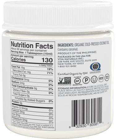 Viva Naturals Organic Extra Virgin Coconut Oil - 16 oz | Premium Quality & Health Benefits - Buy Online on GoSupps.com