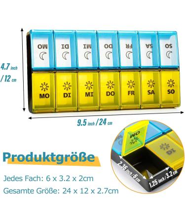 7-Day & 14-Day XL Tablet Box Dispenser for Vitamins & Medication - Large Yellow Accessory - Buy Online on GoSupps.com