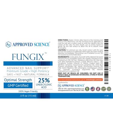 Approved Science Fungix - Nail Fungus Formula with Tea Tree Oil, 25% Undecylenic Acid, and Vitamin E - Pack of 3 - All Natural Vegan Friendly - Buy Online on GoSupps.com