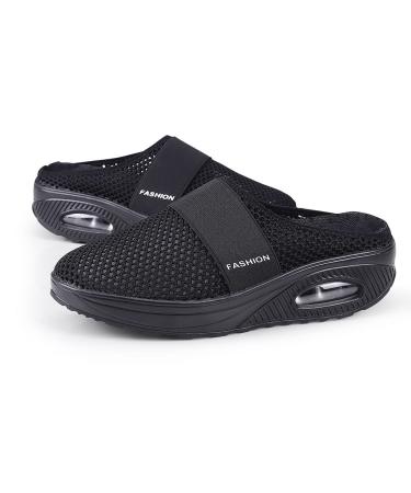 Hopomart Women s Air Cushion Slip-On Walking Shoes Orthopedic Diabetic Walking Shoes for Diabetic Swollen Feet 8.5 Black
