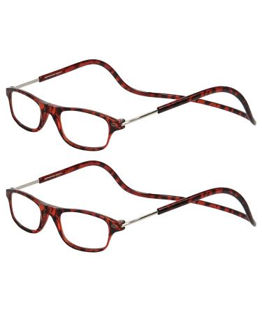 TBOC Pack: Reading Glass reading aid for men - (two units) Diopttria +3.00 Brown tortoise frame Strength PC Mobile Phone Foldable Woman Mann Magnet Clip Complaint Cutility Presbyopie +3.00 Dioptries (2 pack) Brown tortoise +brown tortoise