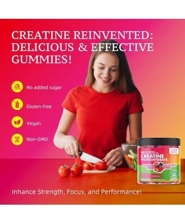 NSF Certified Creatine Gummy - Creatine Monohydrate Gummies 5000mg for Men & Women Chewables Creatine Monohydrate for Muscle Strength Muscle Builder Energy Boost Pre-Workout Supplement(120 Count) Strawberry Raspberry Bl  - Buy Online on GoSupps.com