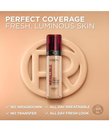 L'Or al Paris Liquid Foundation Full Coverage Lasting Wear With Vitamin C and SPF 25 Infallible 32H Fresh Wear 140 Golden Beige 140 30 ml (Pack of 1) - Buy Online on GoSupps.com