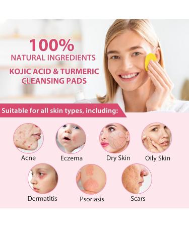 Turmeric Cleansing Pads - Kojic Acid for Dark Spots 40 PCS | Face Brightening & Cleansing Cotton Pads - Buy Online on GoSupps.com