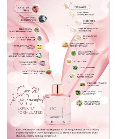 RosyFoxy Rosa Hyaluronic Acid Serum - Anti-Aging Collagen Serum for All Skin Types Hydrates & Repairs Fine Lines - 30 mL - Made in Korea - Buy Online on GoSupps.com