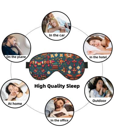 Mexican Folk Boho Print Unisex Sleep Mask - Double-Sided Eye Mask for Sound Sleep & Skin Care | Black - Buy Online on GoSupps.com