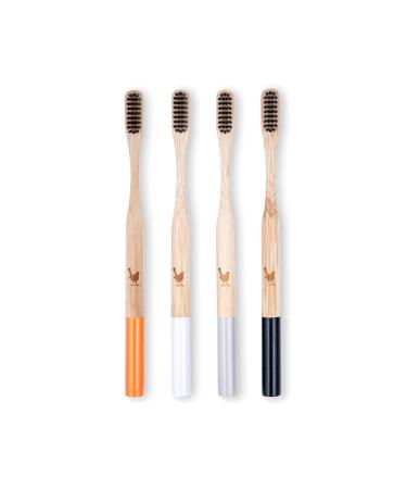 Native Birds Bamboo Toothbrush with Soft Charcoal Infused Bristles  Set of 4  Designed in Ukraine Original