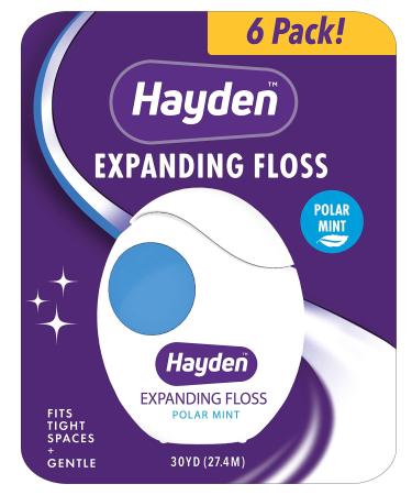 Hayden Clean+ Dental Floss | 6 pack | Polar Mint with Anti Tartar Actives for Gentle Care | 30 yards per unit