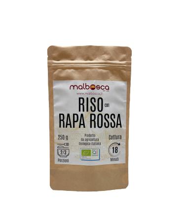 Malbosca Organic Risotto with Beetroot Pavese Rice 250g For 3 Persons 18 Minutes Cooking Time Without Added Salt