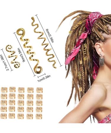 CUHZA 28 Pieces Dreadlock Beads Spiral Hair Clips Rings Hair Jewelry Hair Jewelry Braids Hair Beads Hair Rings Hair Spirals Unisex (Gold) - Buy Online on GoSupps.com
