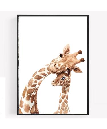gfc mother baby Giraffe Print Picture Poster Wall art Nursery safari animals colour UNFRAMED a4