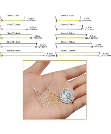 2000Pcs Assorted Head Pins Set for Jewelry Making - DIY Craft Kit with Ball, Flat, and Eye Pins in Silver and Gold - Buy Online on GoSupps.com