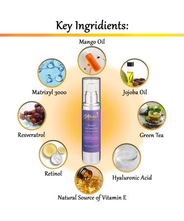 Allurials Anti-Aging Wrinkle Cream with Matrixyl 3000, Retinol, Hyaluronic Acid, Vitamin C & E - 1.7 oz - Retinol Wrinkle Beauty Cream for Face, Eye & Neck - Buy Online on GoSupps.com