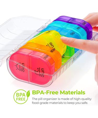 AUVON 2 Times a Day Weekly Pill Organizer AM PM with 7 Daily Pocket Case - Clear, for Vitamins, Medicines, and Supplements - Buy Online on GoSupps.com
