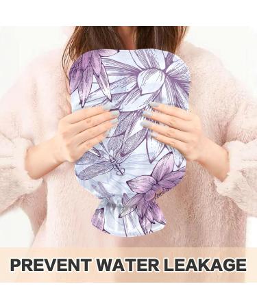 Lilies Dragonflies Hot Water Bottle with Cover - 1L BPA-Free Small Pain Relief Bag for Bed Hand & Feet - Buy Online on GoSupps.com