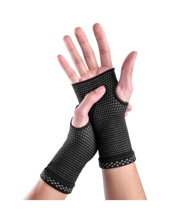 ABYON Wrist Compression Sleeves (Pair) for Carpal Tunnel and Pain Relief Treatment,Wrist Support for Women and Men.Breathable and Sweat-Absorbing carpal tunnel wrist brace Black Medium