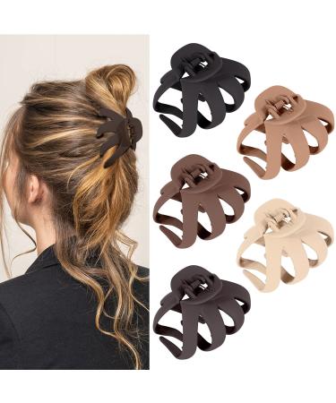 5 Pcs Octopus Hair Clips Matte Hair Clips Neutral Hair Claw Clip  Non-slip Hair Clips for Women Strong Hold Claw Clips for Thick Hair and Thin Hair  Octopus Hair Claw Clips Neutral Color