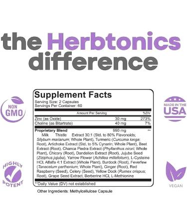 Herb Tonics Liver Cleanse Detox with Milk Thistle - 120 Capsules - Buy Online on GoSupps.com