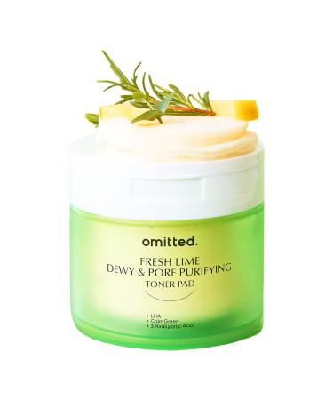 Omitted Fresh Lime Dewy & Pore Purifying Toner Pad - Pore Minimizer & Dead Skin Cells Exfoliator with LHA Deep Hydration with Triple Hyaluronic Acid Korean Skin Care 70 pads 5.41 fl. oz. (160ml)