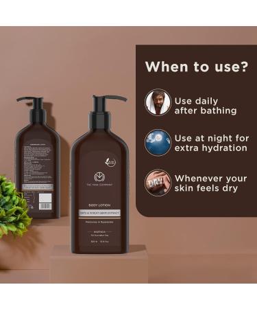 The Man Company Body Lotion For Extra Dry Skin Oats & Wheat Germ Extract 24 Hours Moisturizing Makes Skin Soft & Supple Anti-oxidant Absorbs Quickly Rejuvenates & Uplifts SLS & Paraben-Free - 300 ml - Buy Online on GoSupps.com