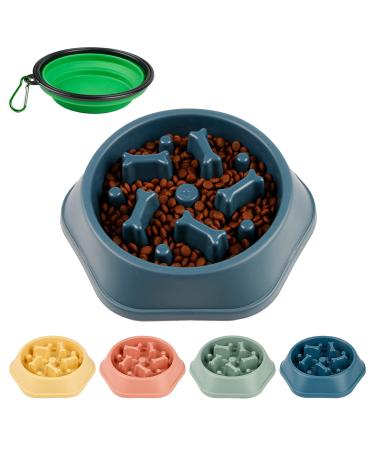 DPOEGTS Slow Feeder Dog Bowl, Puzzle Dog Food Bowl Anti-Gulping Interactive Dog Bowl and Water Dog Bowl for Small/Medium Sized Dogs Bone-Blue
