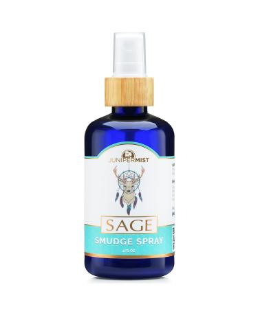 JUNIPERMIST White Sage Spray for Cleansing Negative Energy - Sage Smudge Spray Alternative to Incense Sticks or Bundles - Blessed in Sedona + Made with Pure Essential Oils and Real Crystals (4 Fl Oz) 4 Fl Oz (Pack of 1)