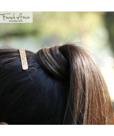 French Amie Small Golden Glitter Celluloid Acetate Hair Clip Barrettes Set of 2 - Made in France - Buy Online on GoSupps.com
