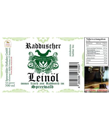 Original Bike Shower Linseed Oil 500ml - Cold Pressed 100% Natural Omega 3 Vegan from Spreewald Village Raddusch - Buy Online on GoSupps.com