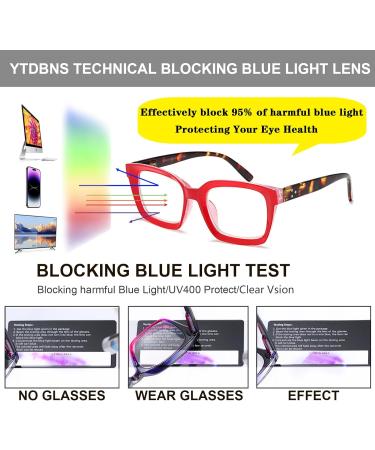 Buy 2 Pairs Oversized Retro Reading Glasses for Women | Blue Light Blocking Square Readers - Leopard & Red 2.25x - Buy Online on GoSupps.com